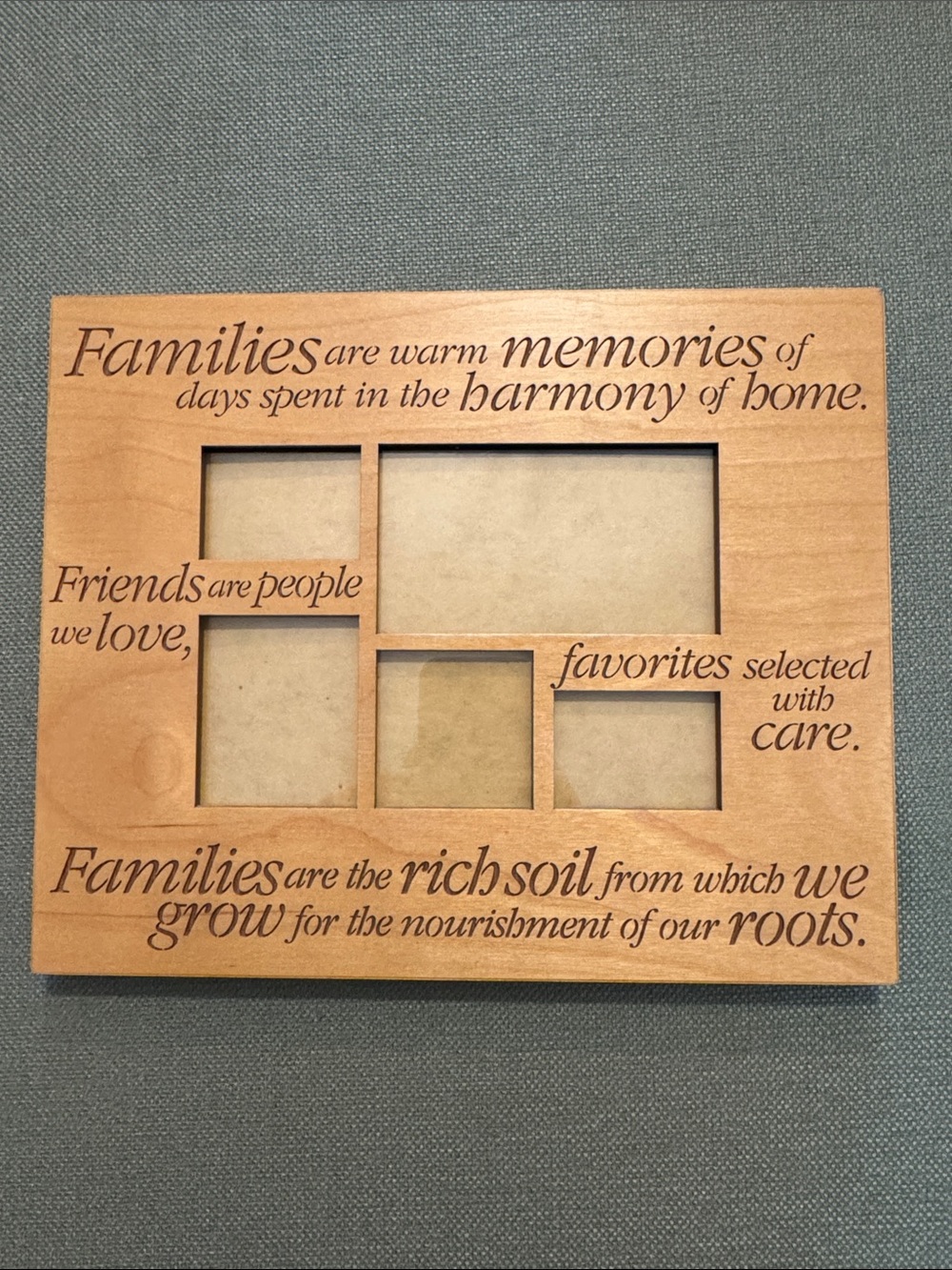 Engraved Wooden Photo Collage Frame - Natural Wood